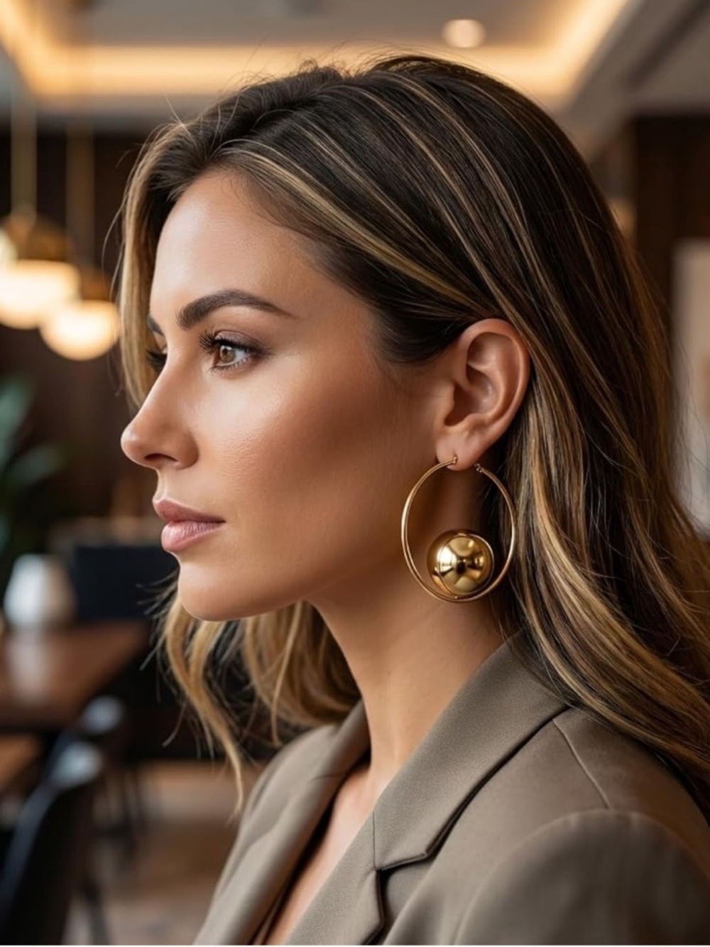 ElegantGold Orb Hoop Earrings